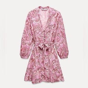 Zara - Pink Paisley Shirt Dress - Size Small - NWT
